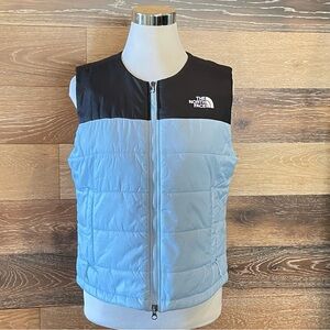 The North Face Collarless Light Blue and Black Vest Womens M